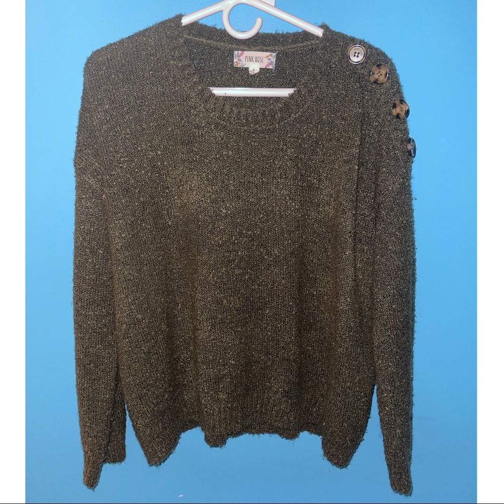 Crew Neck Sweater with Buttons
